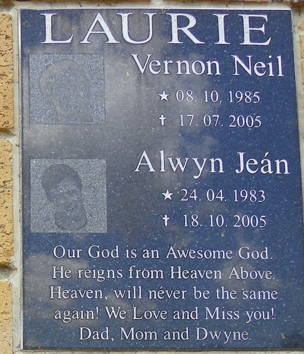 LAURIE Vernon Neil 1985-2005 :: LAURIE Alwyn Jeán 1983-2005