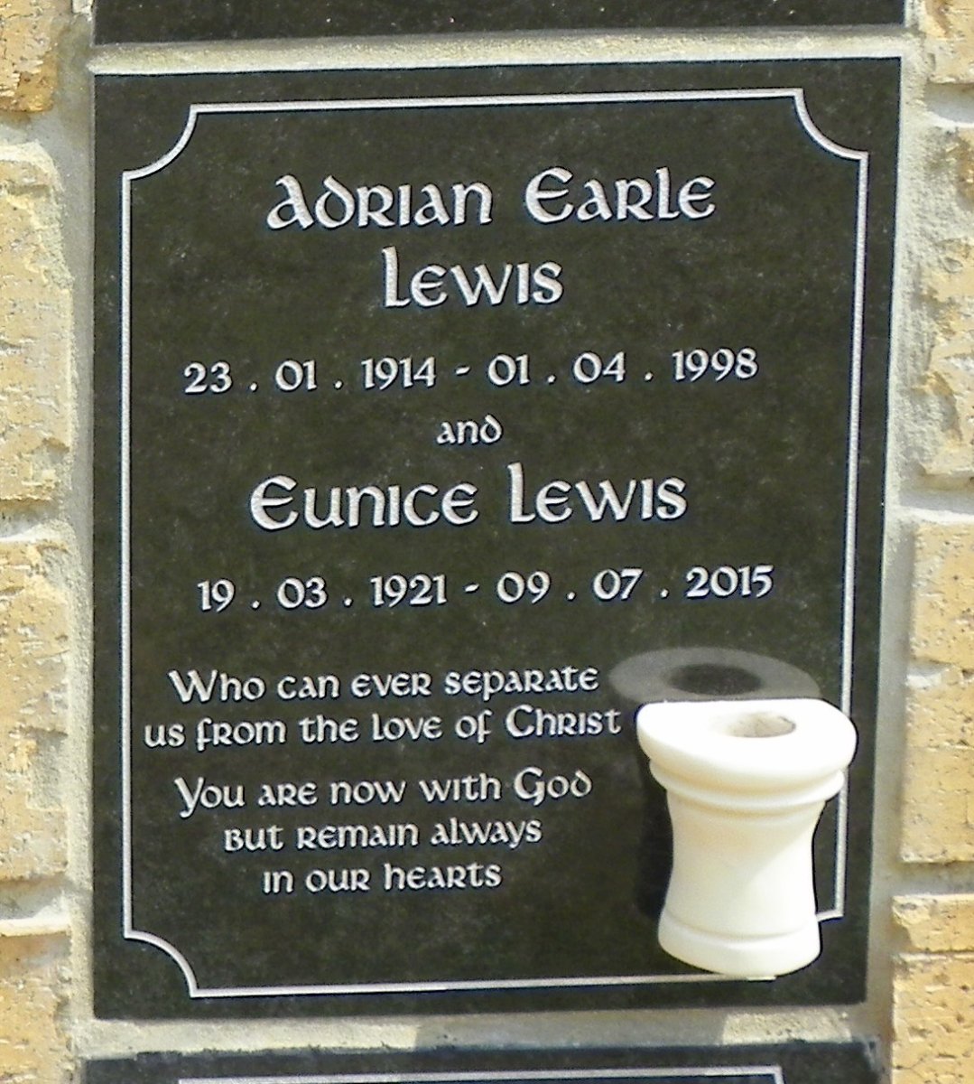 LEWIS Adrian Earle 1914-1998 &amp; Eunice 1921-2015