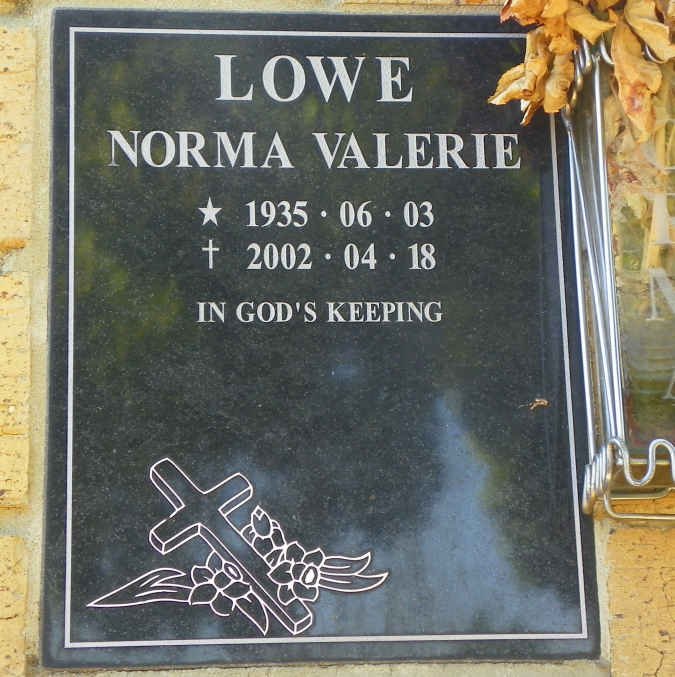 LOWE Norma Valerie 1935-2002