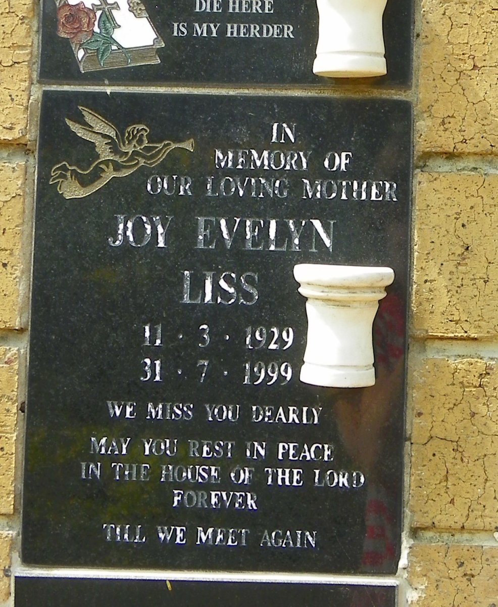 LISS Joy Evelyn 1929-1999
