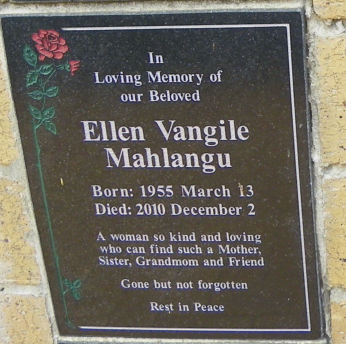 MAHLANGU Ellen Vangile 1955-2010