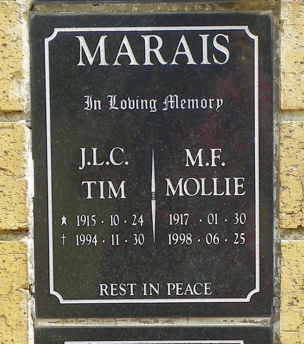 MARAIS J.L.C. 1915-1994 &amp; M.F. 1917-1998