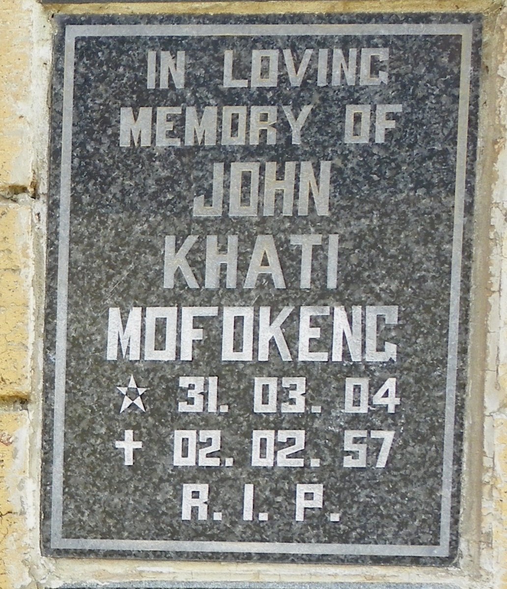 MOFOKENG John Khati 1904-1957