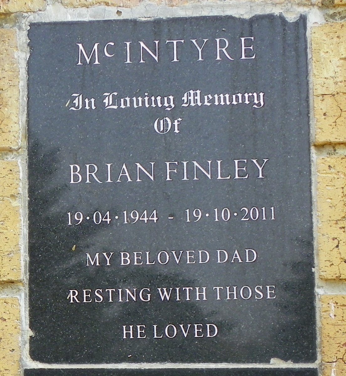 McINTYRE Brian Finley 1944-2011