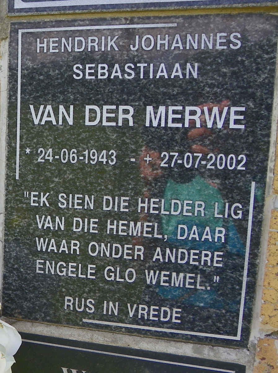 MERWE Hendrik Johannes Sebastian, van der 1943-2002