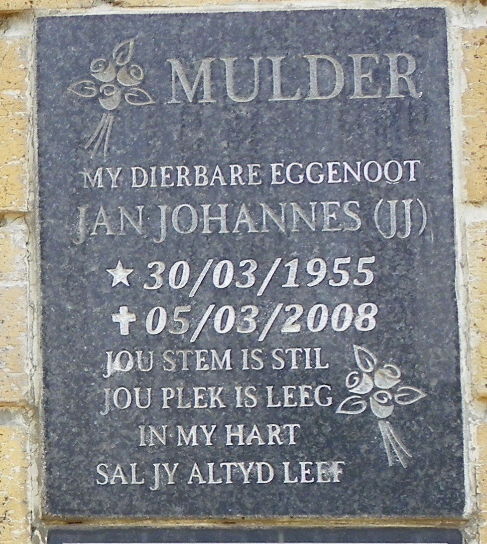 MULDER Jan Johannes 1955-2008