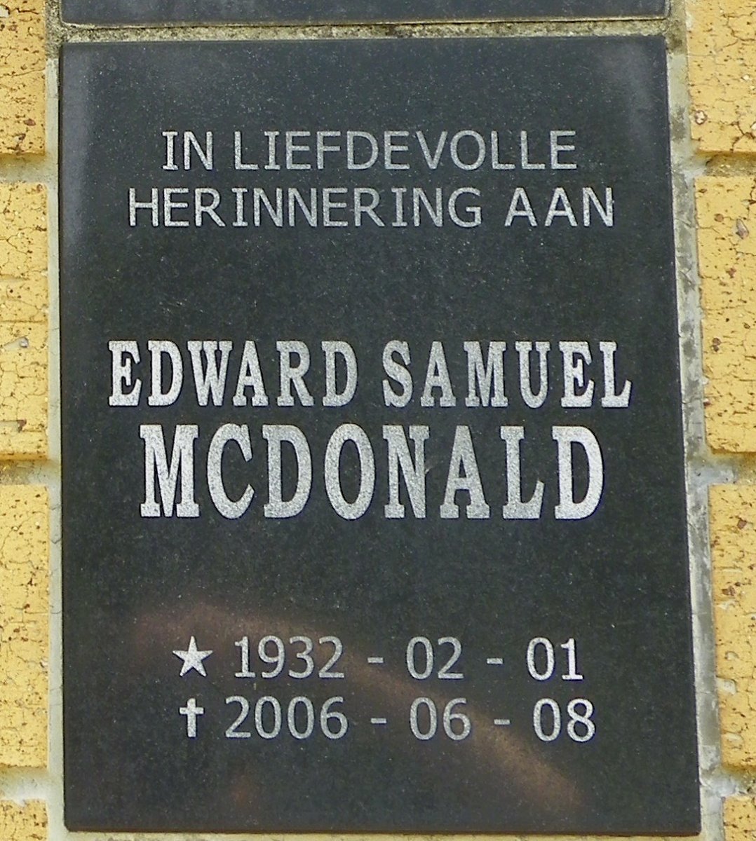 MCDONALD Edward Samuel 1932-2006