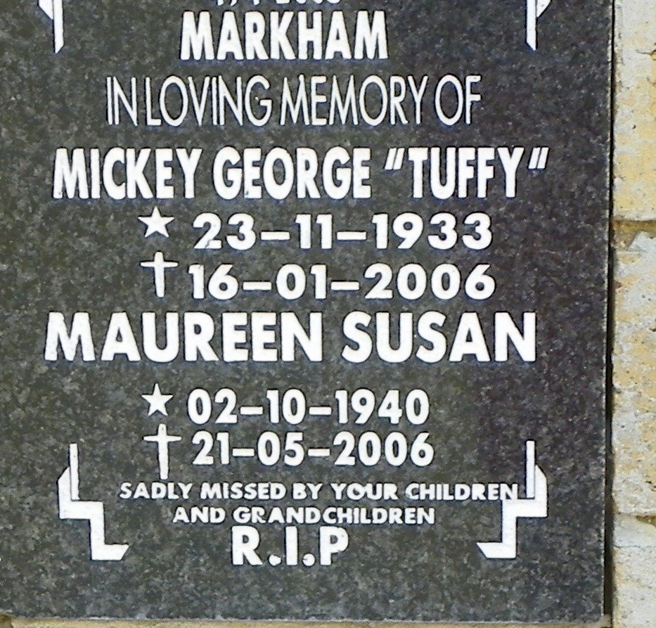 MARKHAM Mickey George 1933-2006 &amp; Maureen Susan 1940-2006