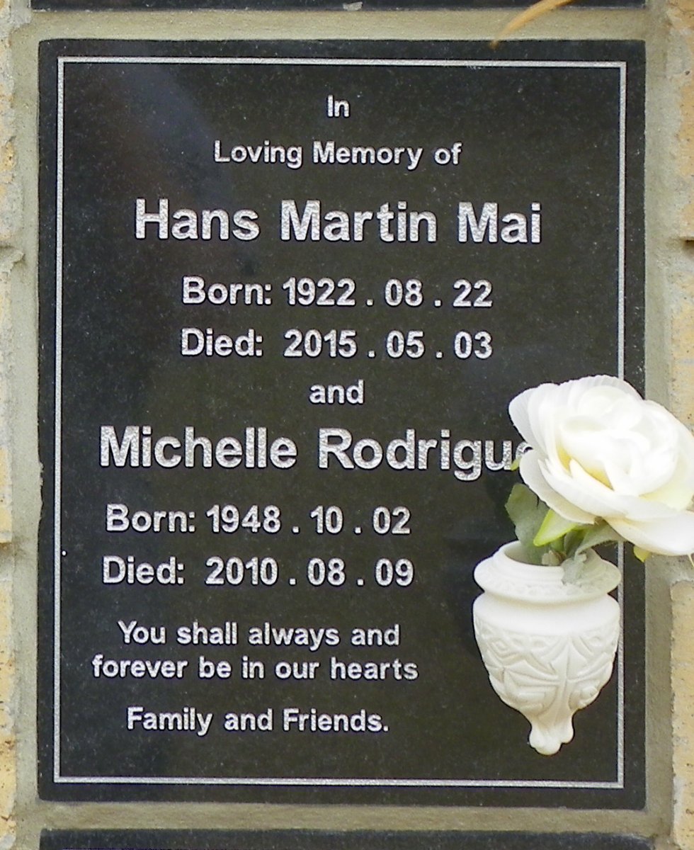 MAI Hans Martin 1922-2015 :: RODRIGU? Michelle 1948-2010