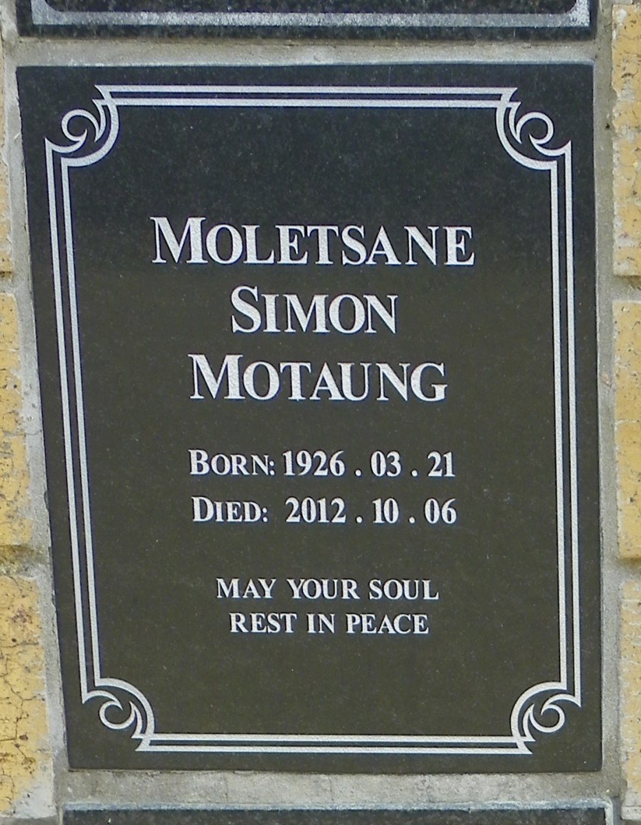 MOTAUNG Moletsane Simon 1926-2012