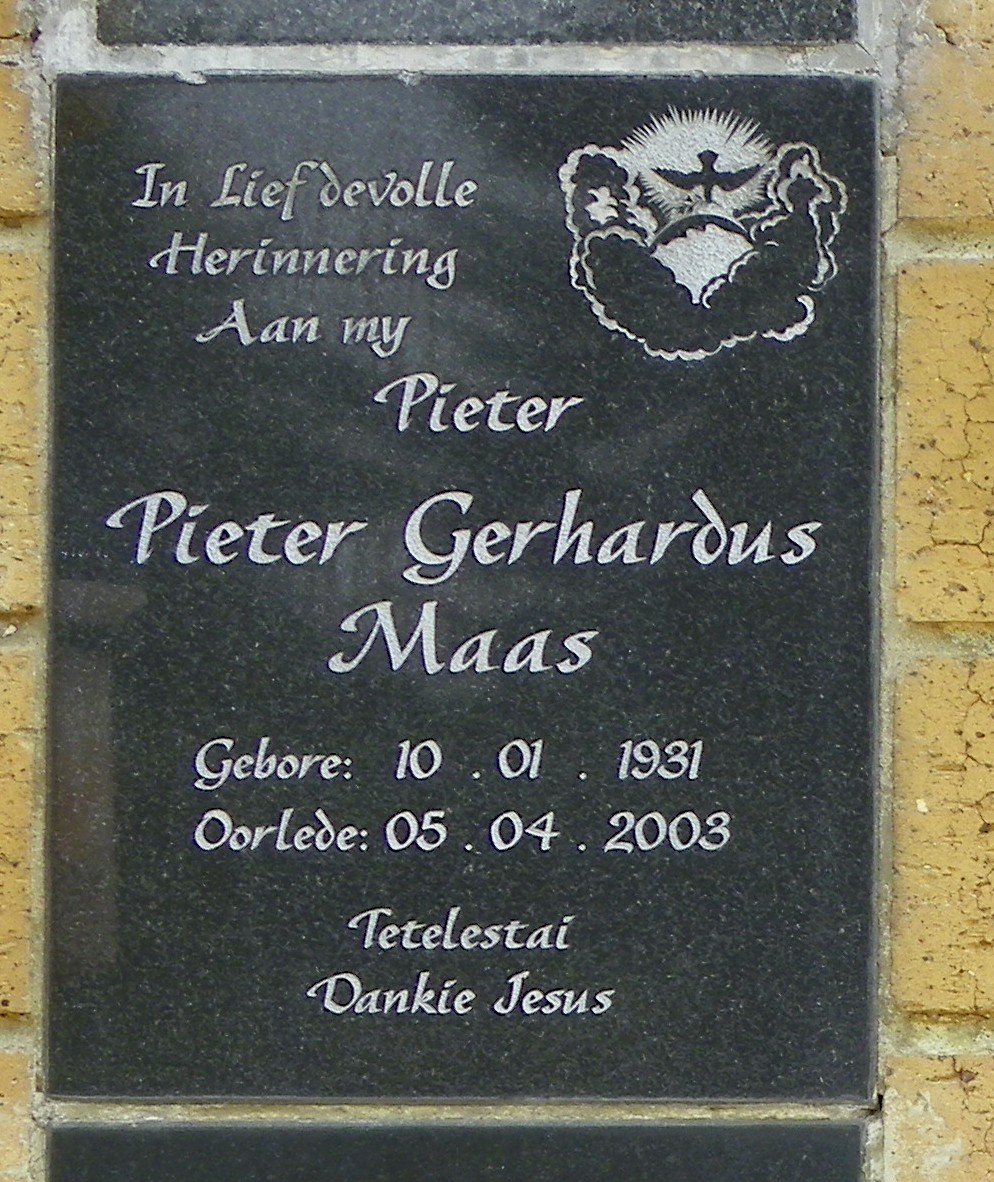 MAAS Pieter Gerhardus 1931-2003