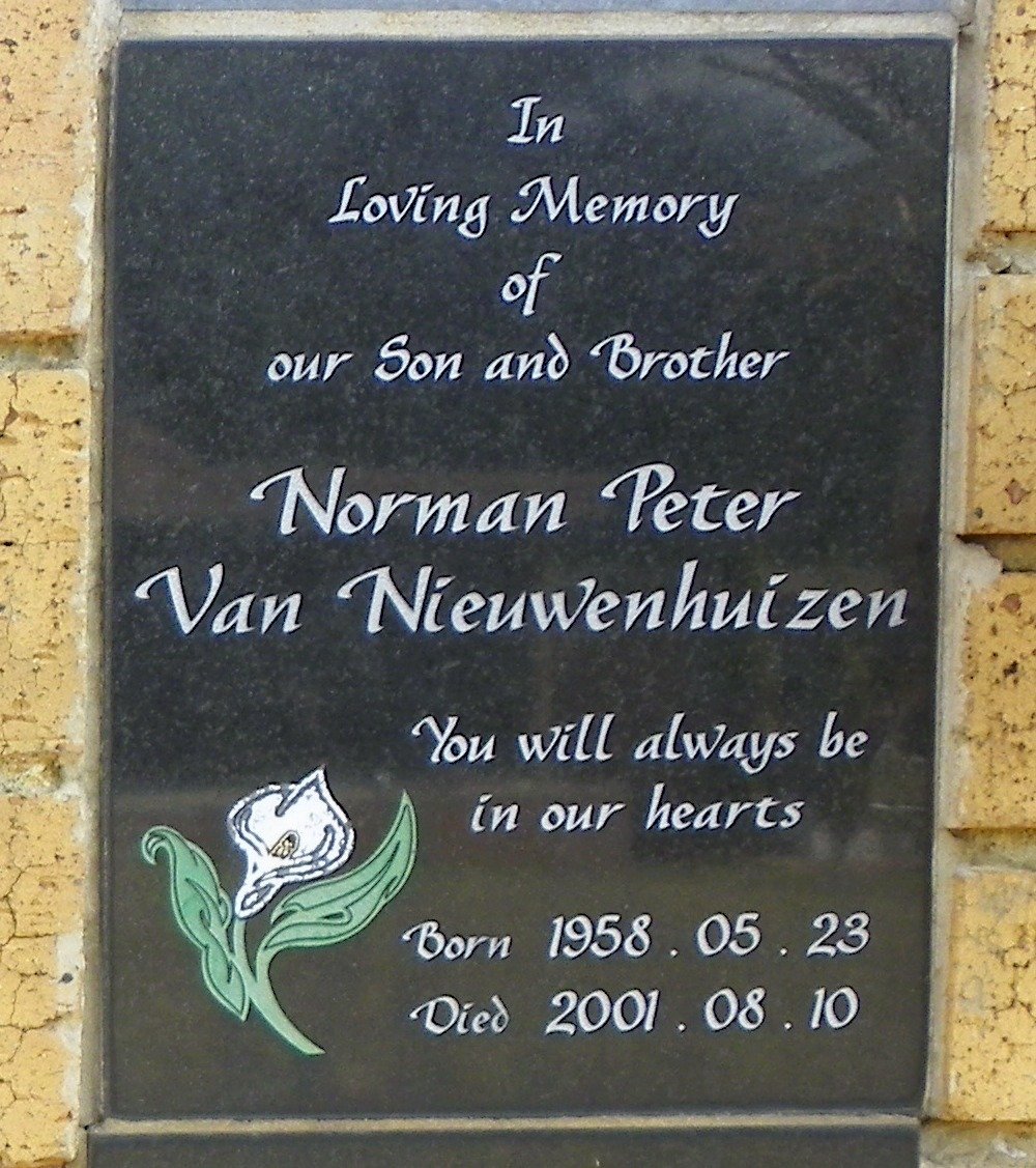NIEUWENHUIZEN Norman Peter, van 1958-2001