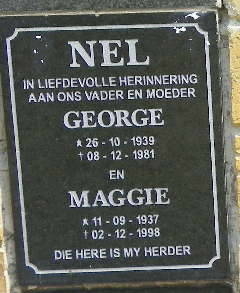 NEL George 1939-1981 &amp; Maggie 1937-1998