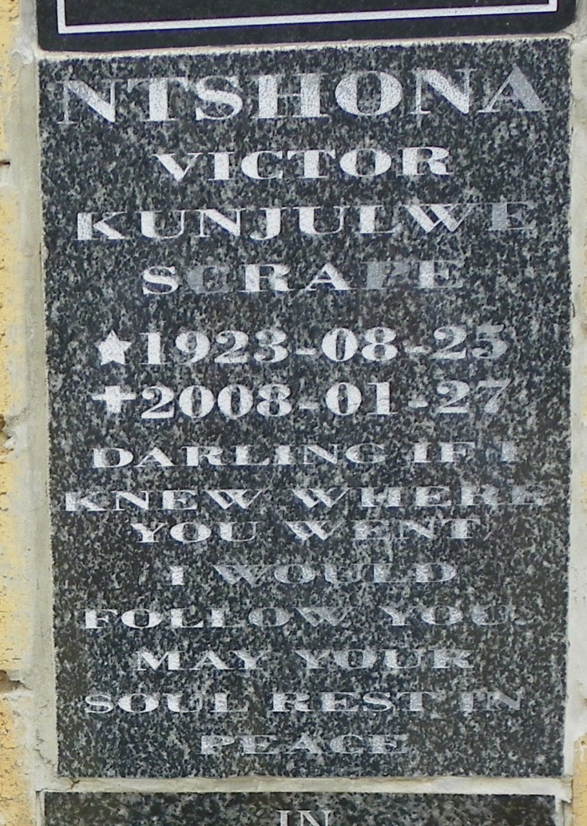 NTSHONA Victor Kunjulwe Scrape 1923-2008