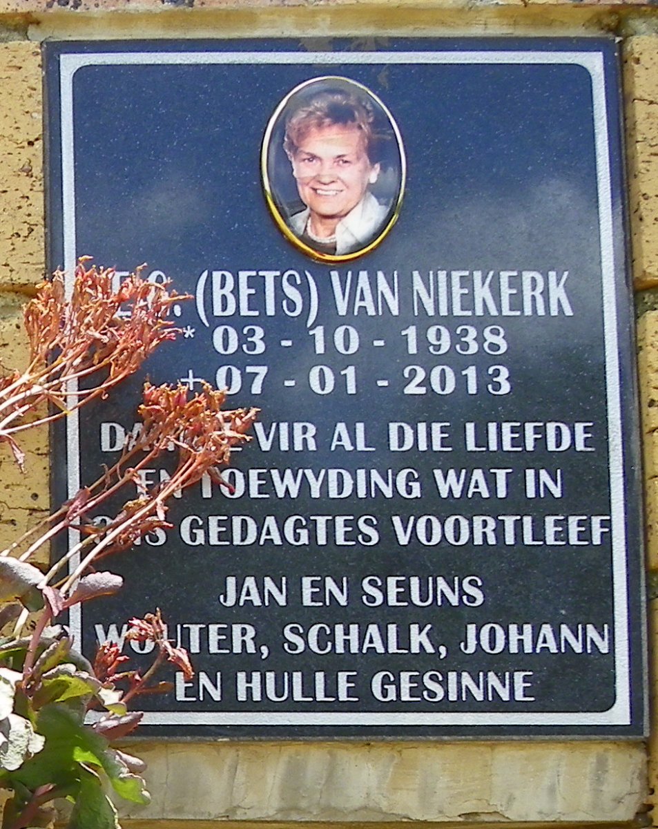 NIEKERK E.C., van 1938-2013