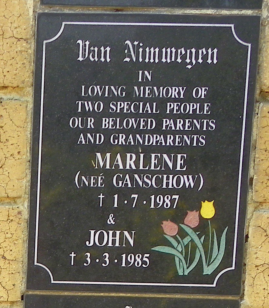 NIMWEGEN John -1985 &amp; Marlene GANSCHOW -1987