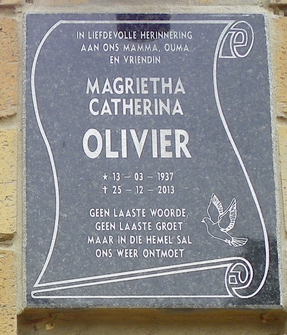 OLIVIER Magrietha Catherina 1937-2013