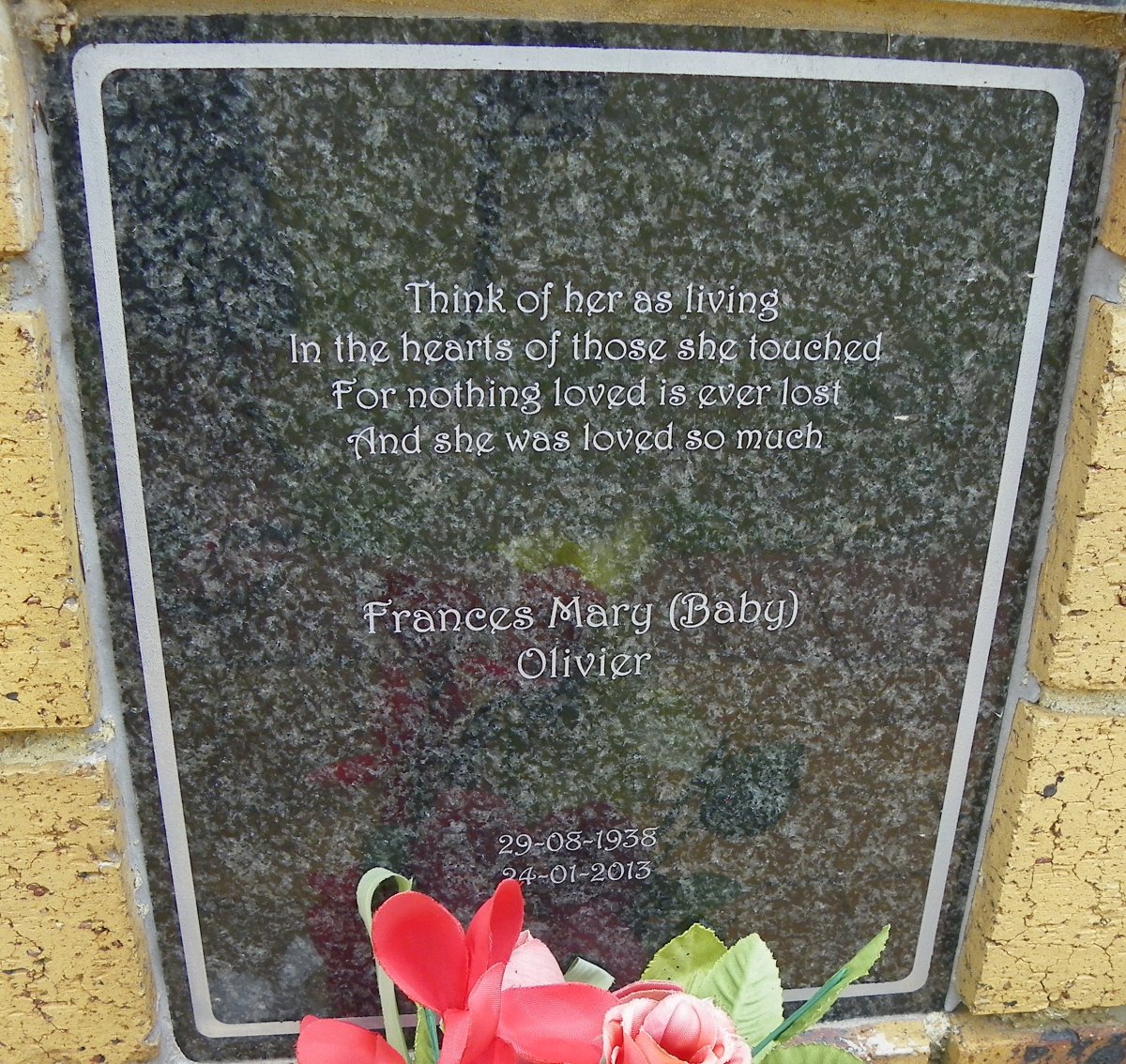 OLIVIER Frances Mary 1938-2013