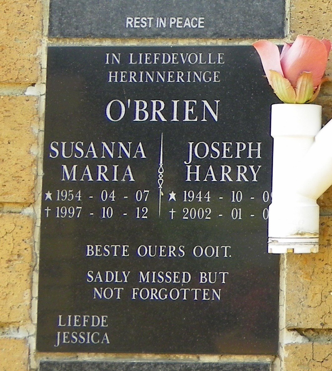 O'BRIEN Joseph Harry 1944-2002 &amp; Susanna Maria 1954-1997