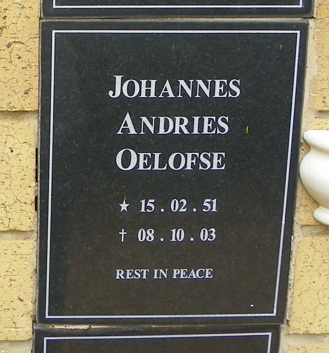 OELOFSE Johannes Andries 1951-2003
