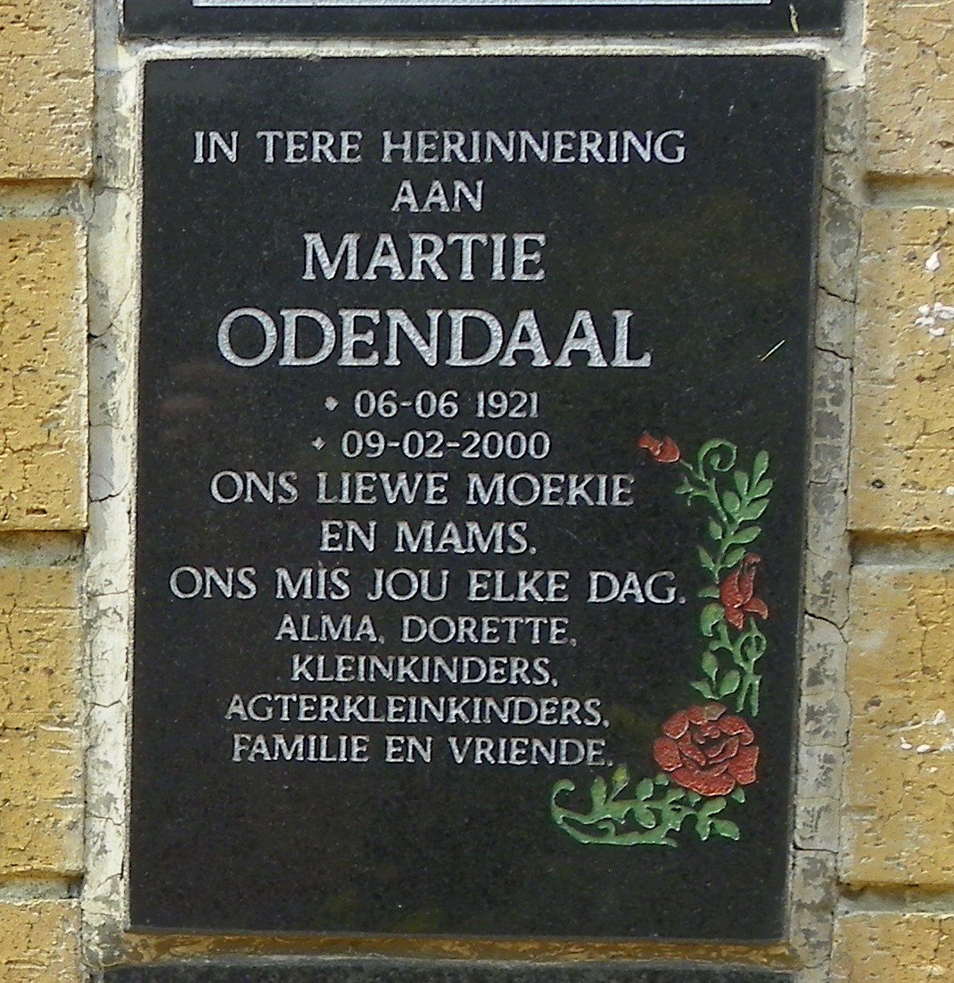 ODENDAAL Martie 1921-2000