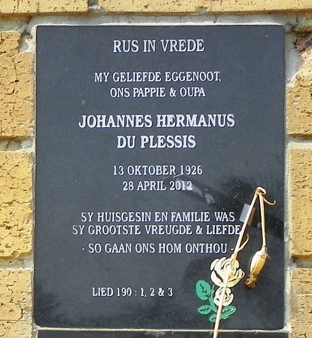 PLESSIS Johannes Hermanus, du 1926-2012