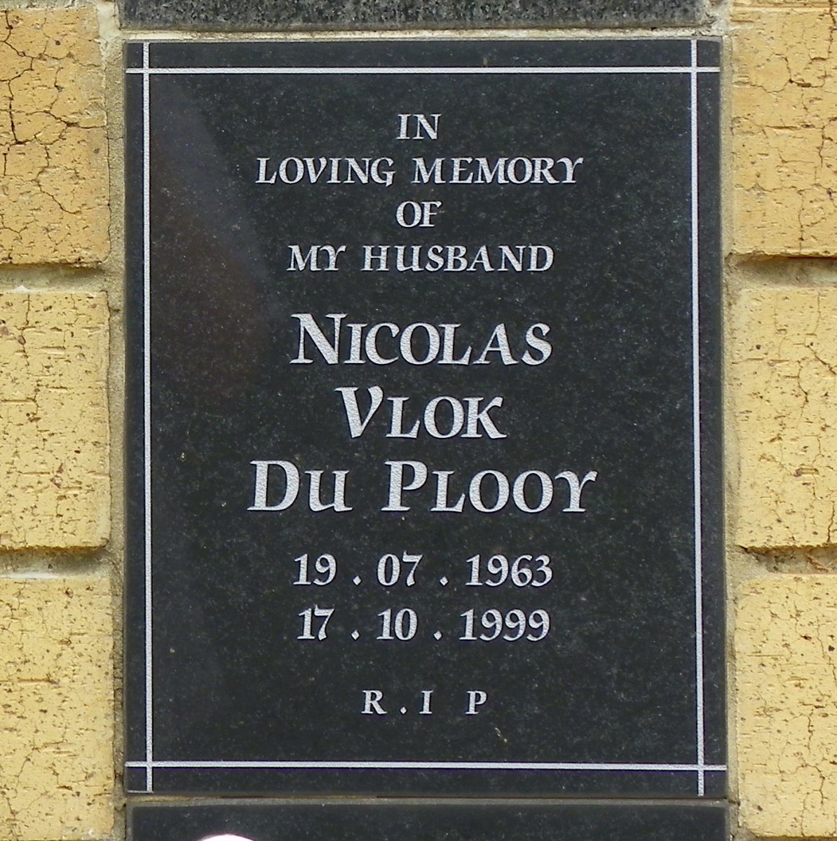 PLOOY Nicolas Vlok, du 1963-1999