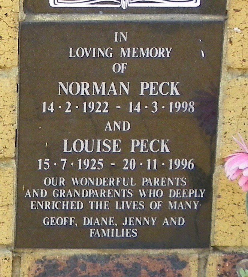 PECK Norman 1922-1998 &amp; Louise 1925-1996
