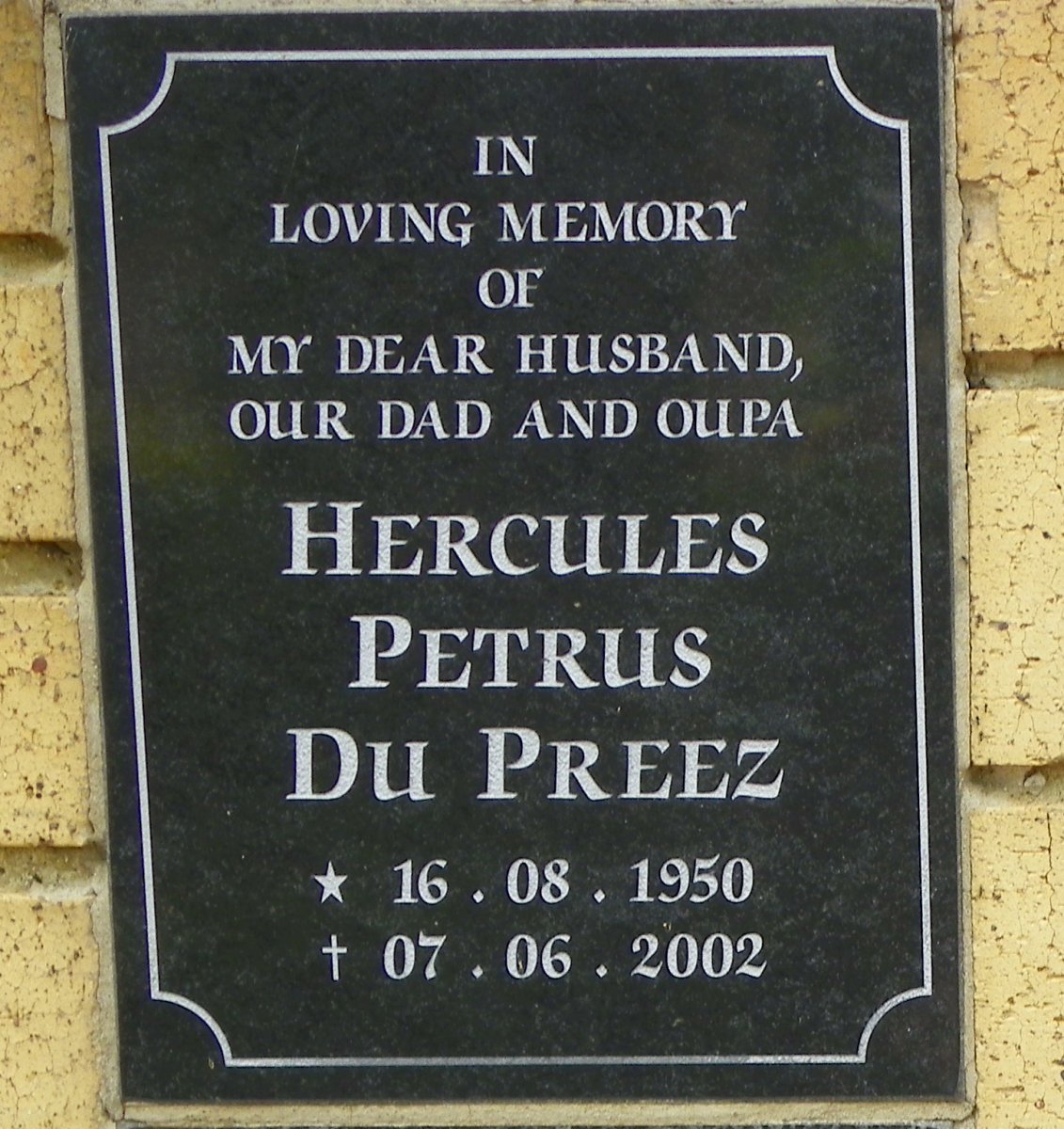 PREEZ Hercules Petrus, du 1950-2002