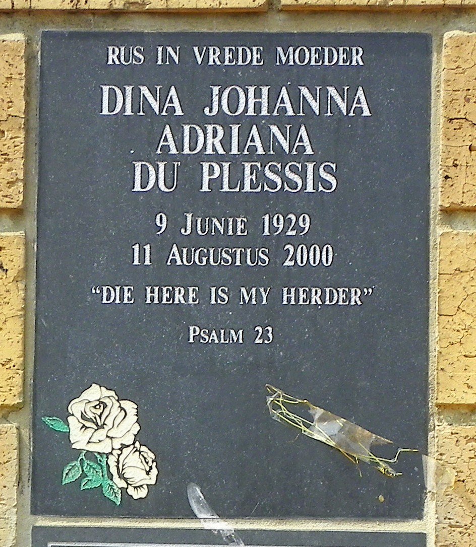 PLESSIS Dina Johanna Adriana, du 1929-2000