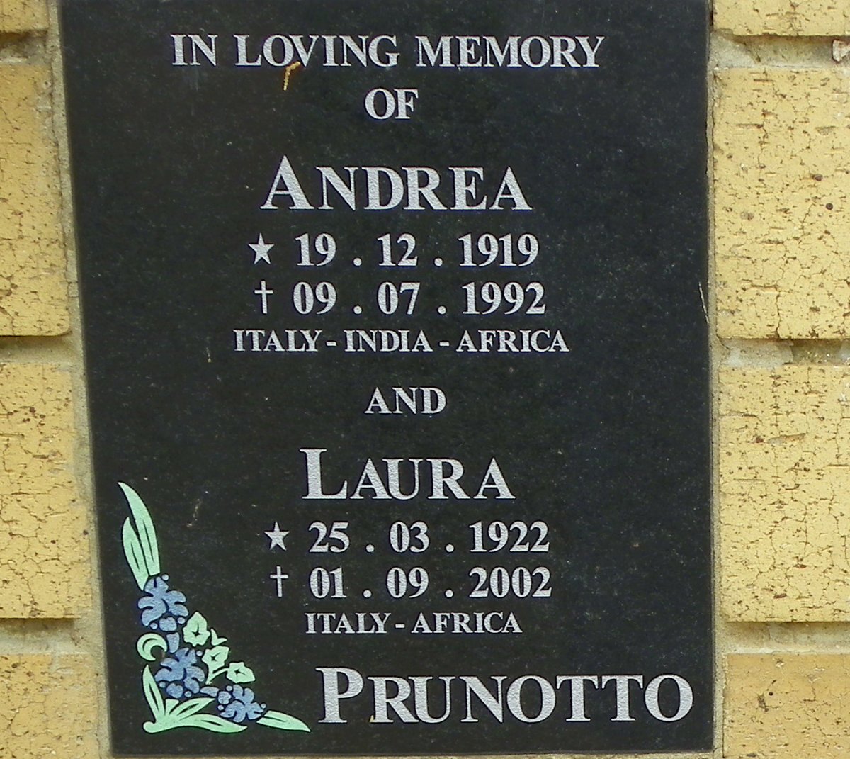 PRUNOTTO Andrea 1919-1992 &amp; Laura 1922-2002