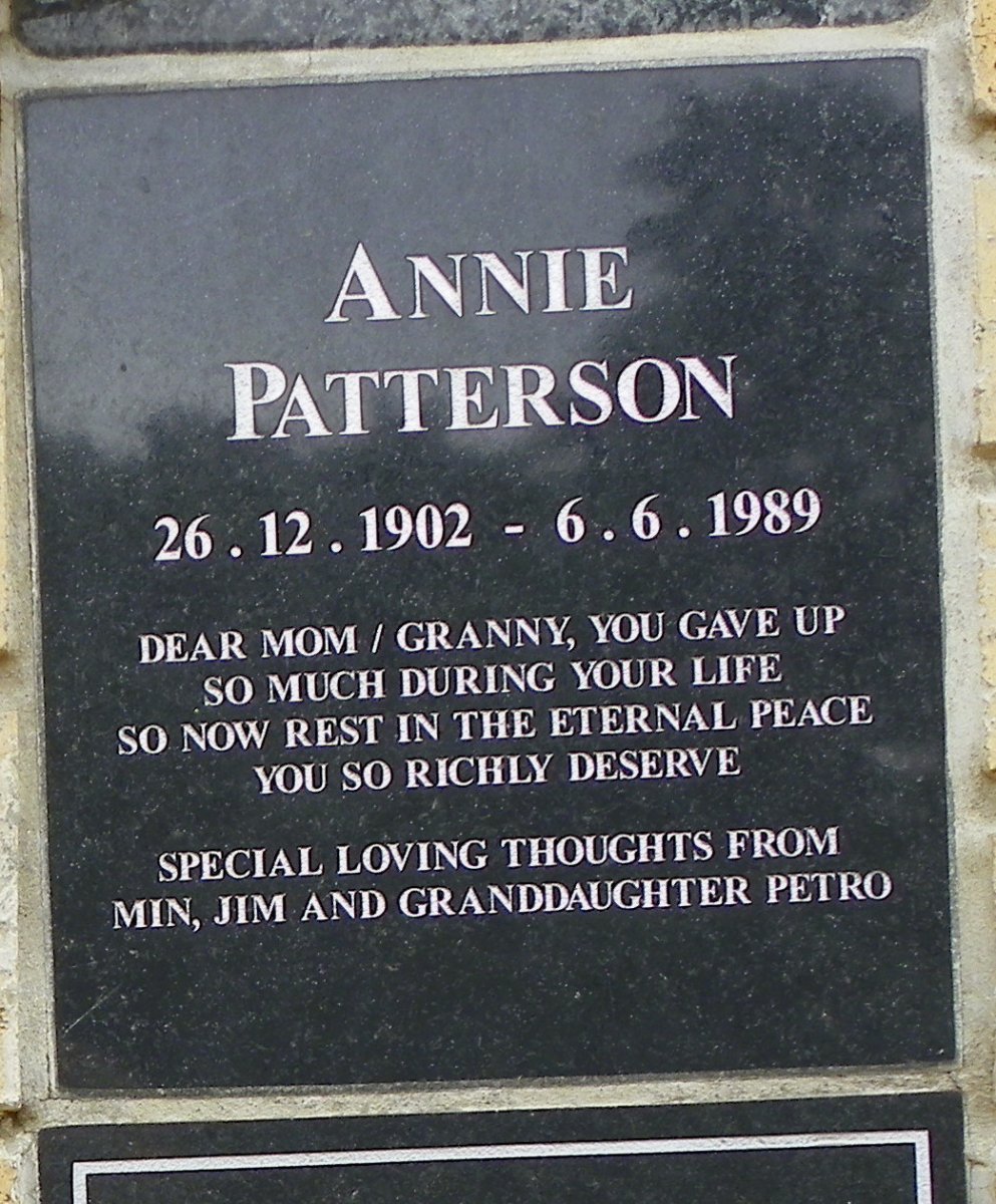 PATTERSON Annie 1902-1989
