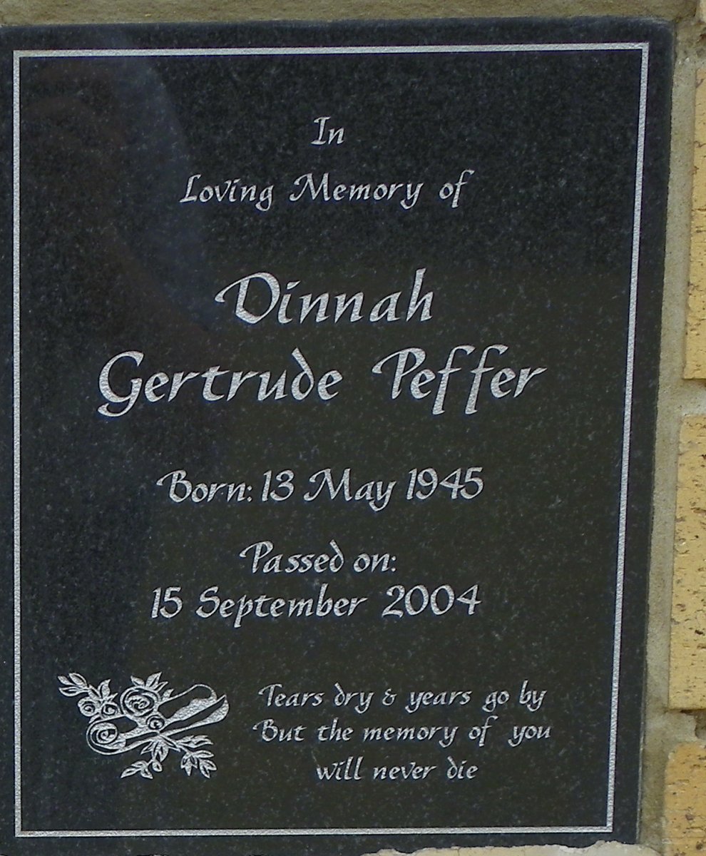 PEFFER Dinnah Gertrude 1945-2004