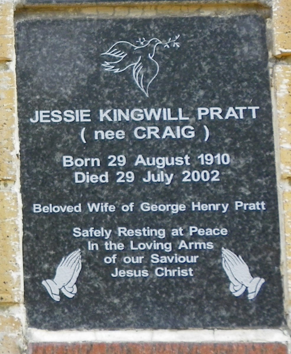 PRATT Jessie Kingwill nee CRAIG 1910-2002
