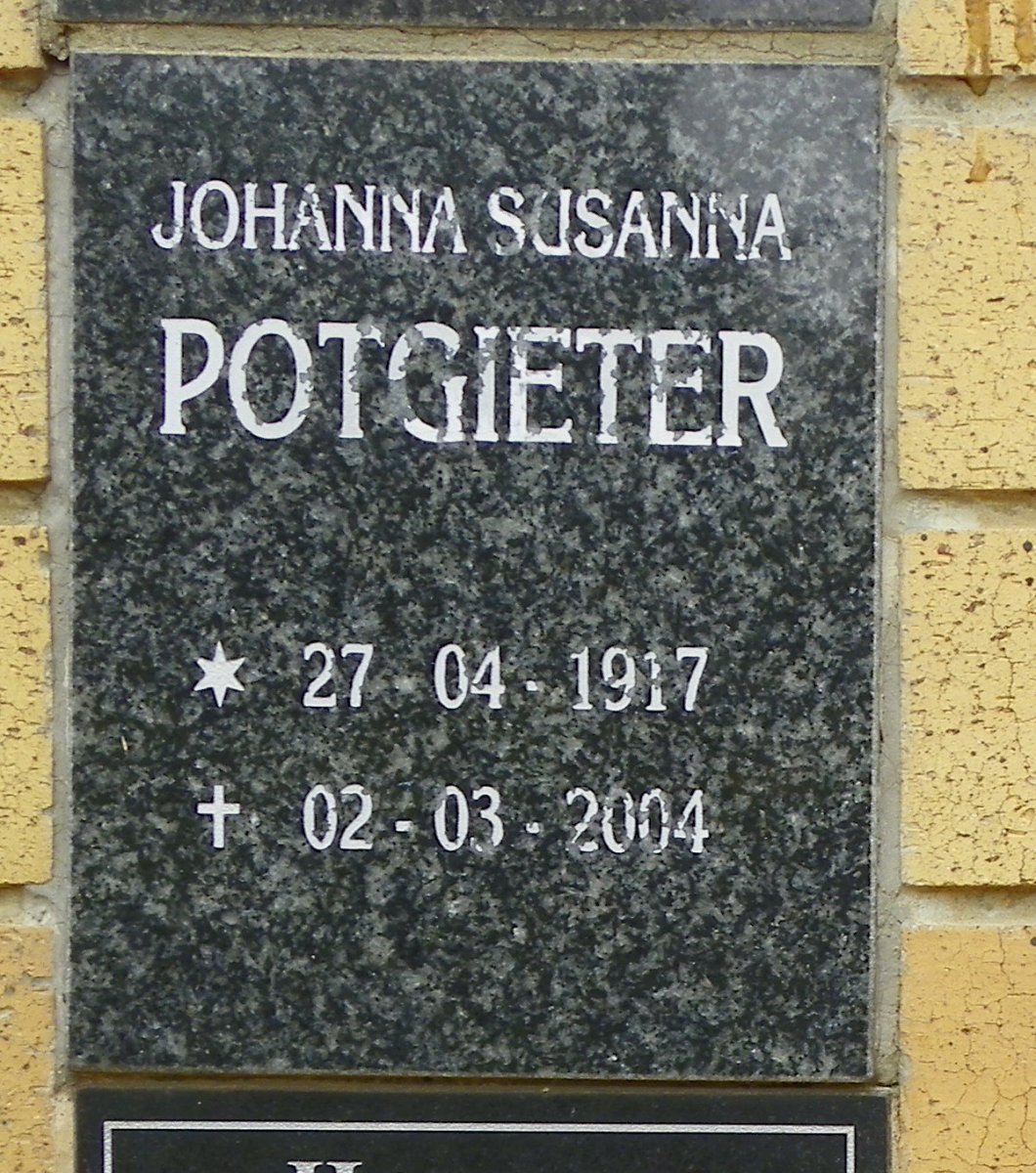 POTGIETER Johanna Susanna 1917-2004
