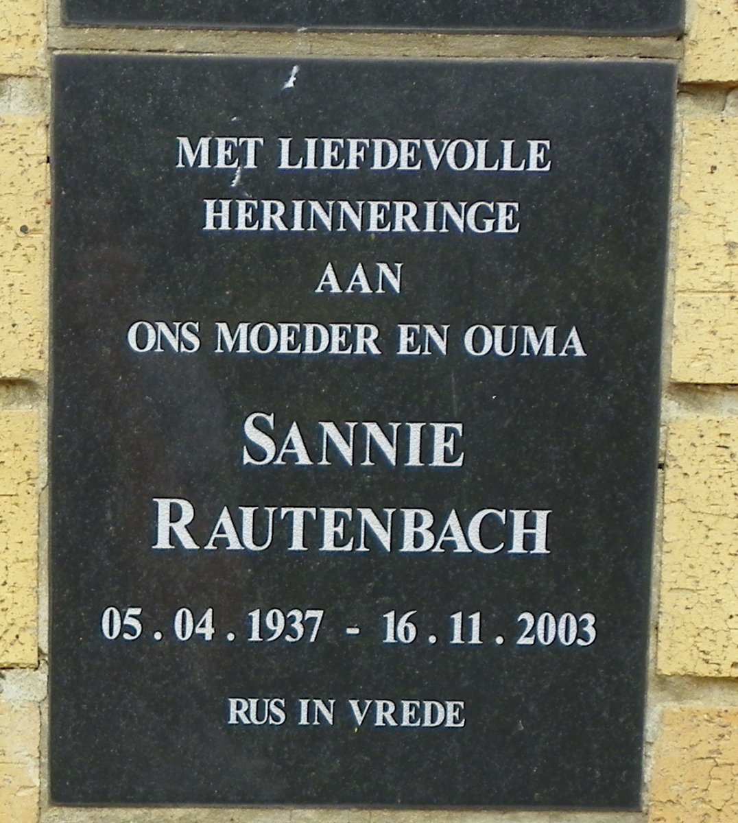 RAUTENBACH Sannie 1937-2003