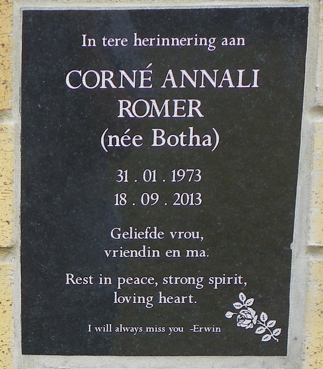ROMER Corné Annali nee BOTHA 1973-2013
