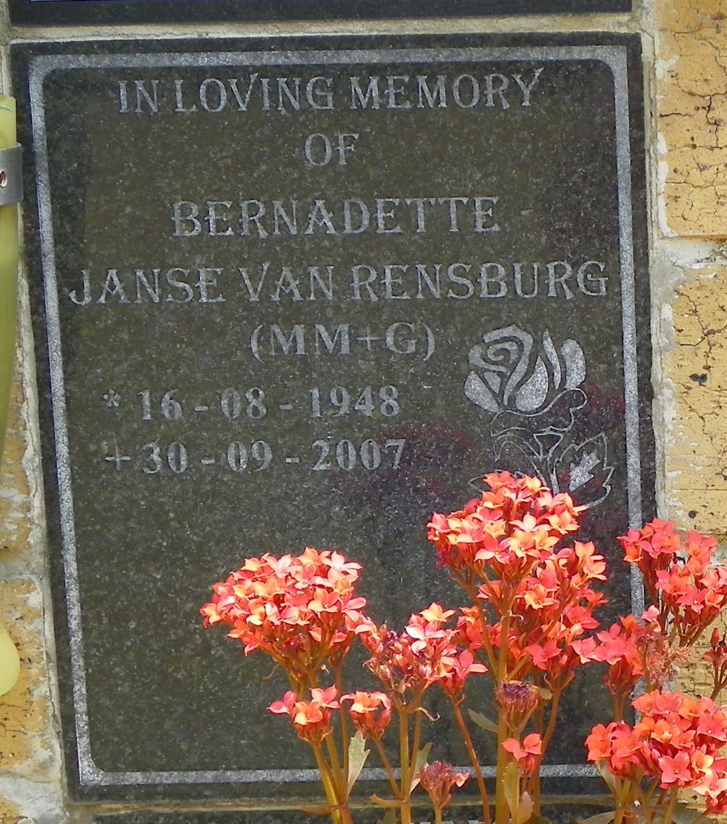 RENSBURG Bernadette, Janse van 1948-2007
