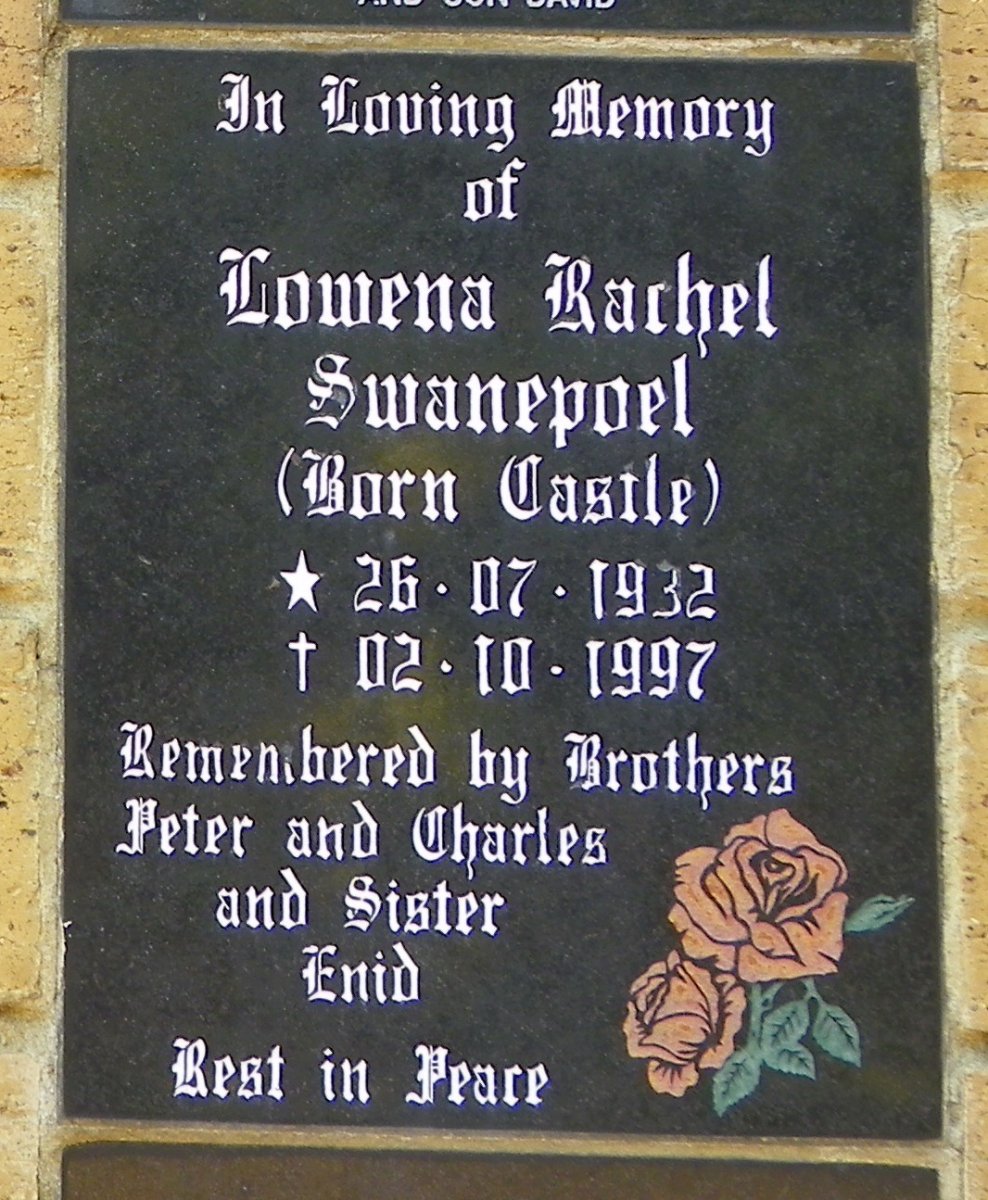 SWANEPOEL Lowena Rachel nee CASTLE 1932-1997