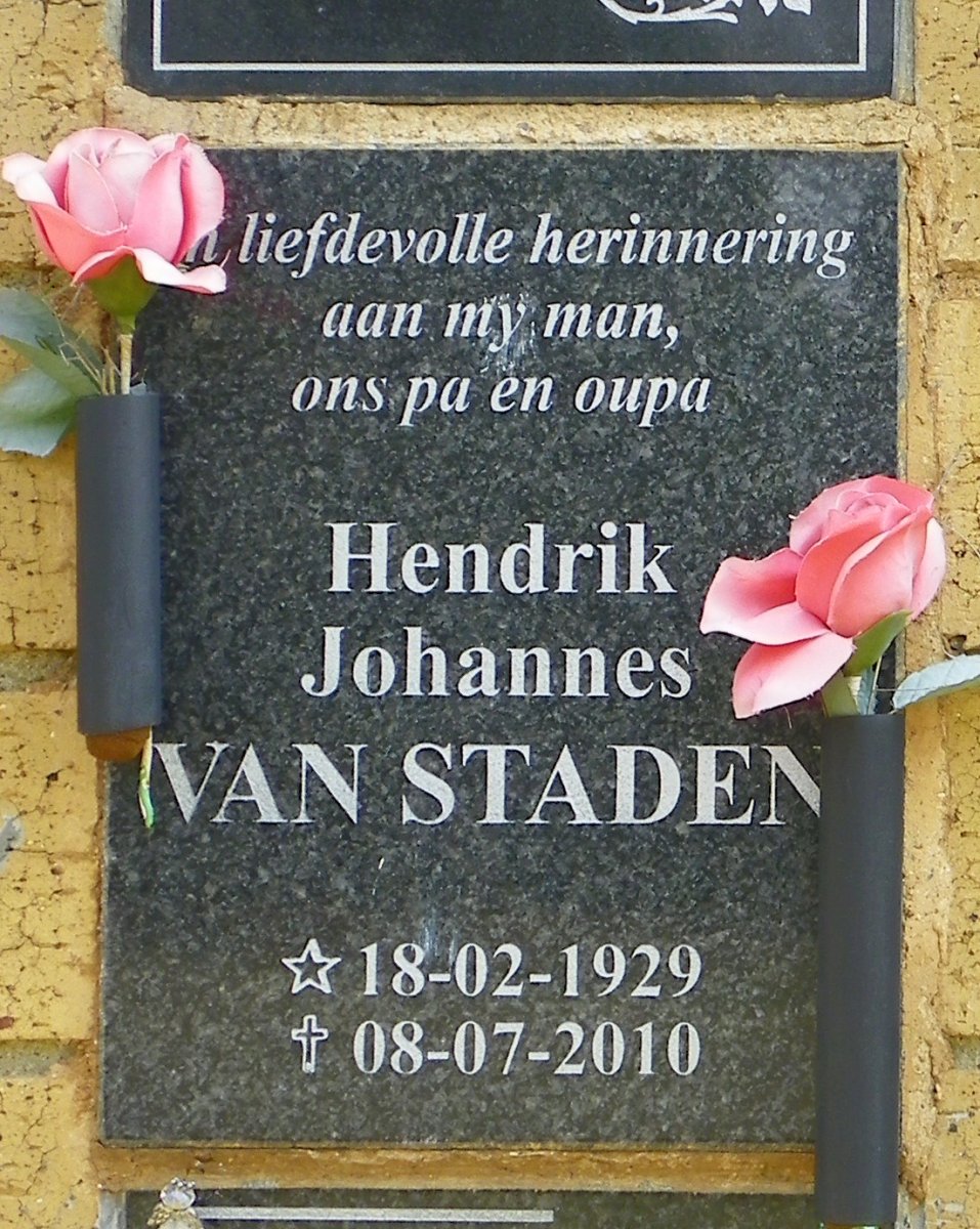 STADEN Hendrik Johannes, van 1929-2010
