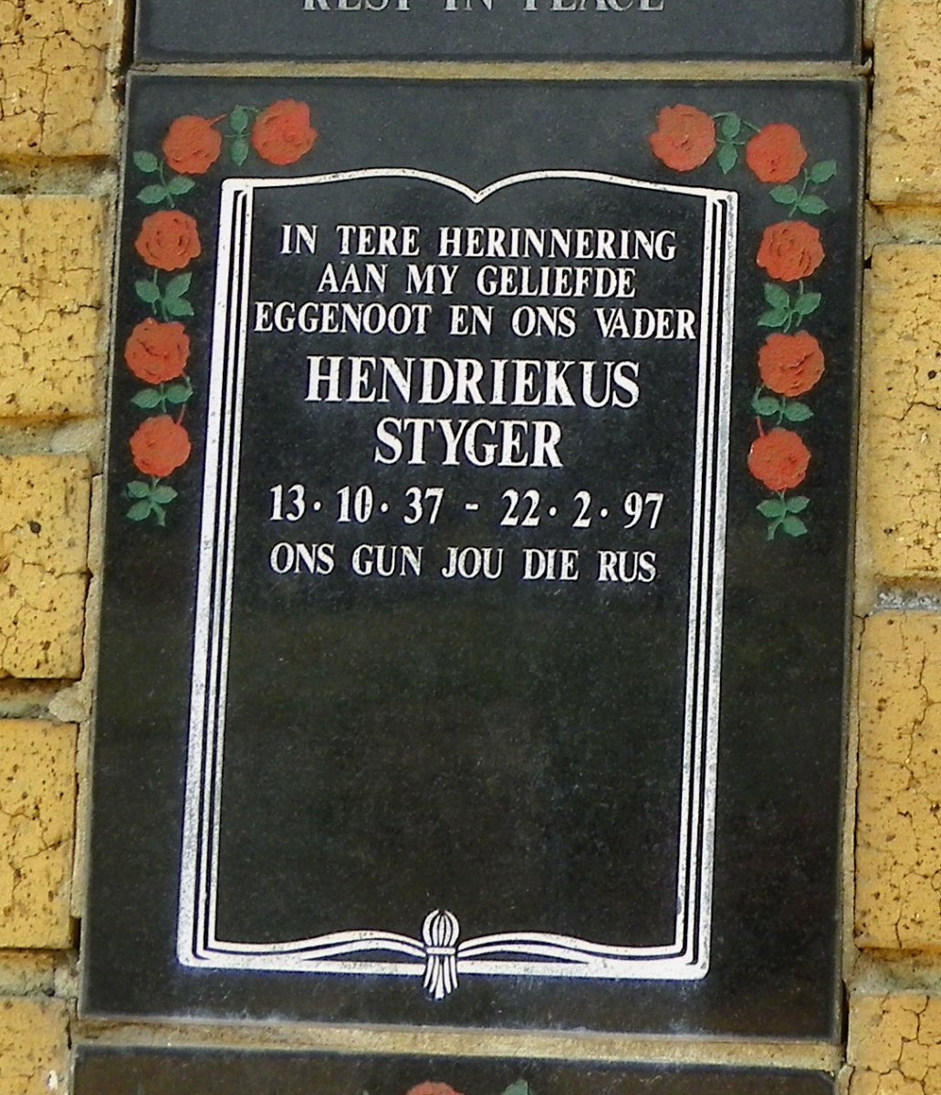 STYGER Hendriekus 1937-1997