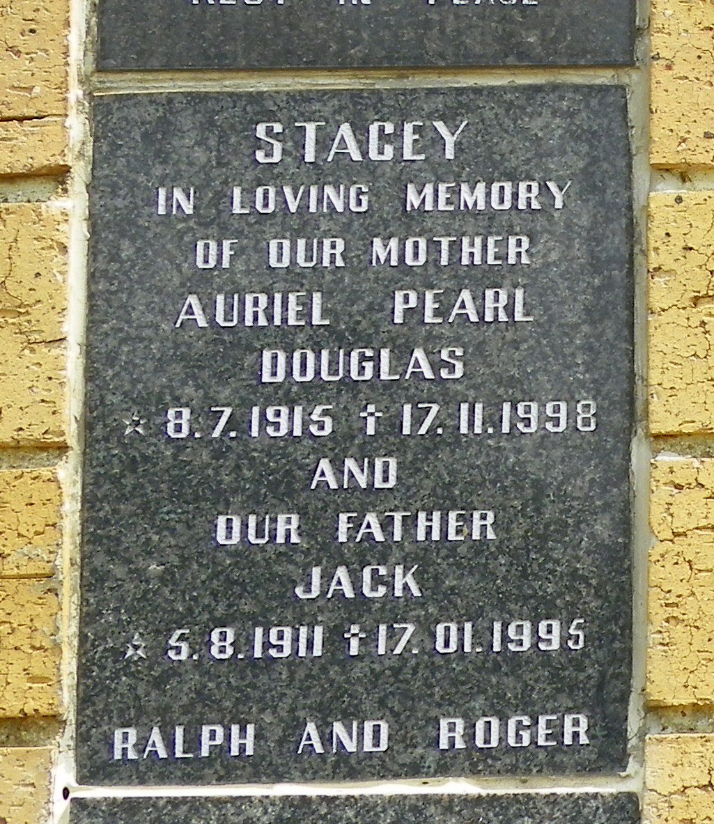 STACEY Jack 1911-1995 &amp; Auriel Pearl Douglas 1915-1998