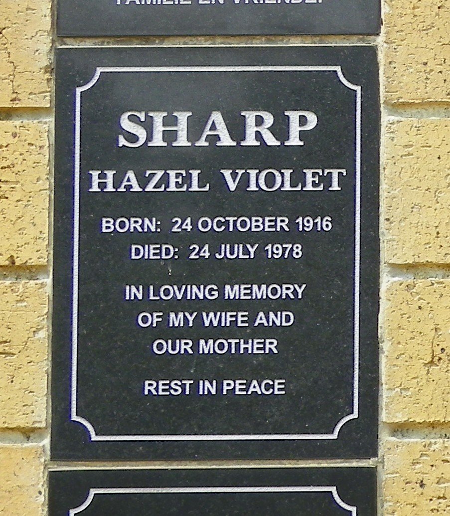 SHARP Hazel Violet 1916-1978