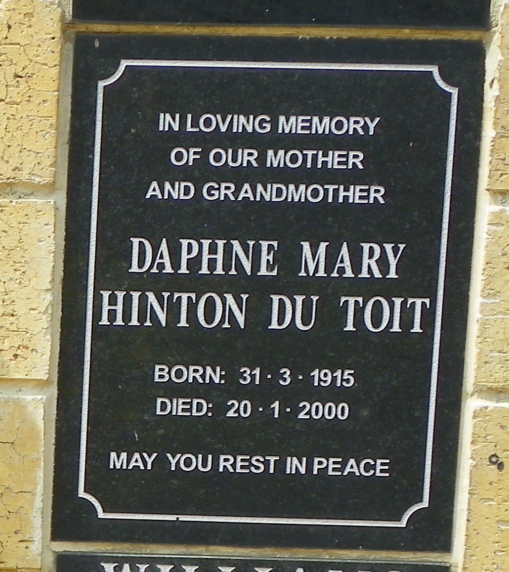TOIT Daphne Mary Hinton, du 1915-2000