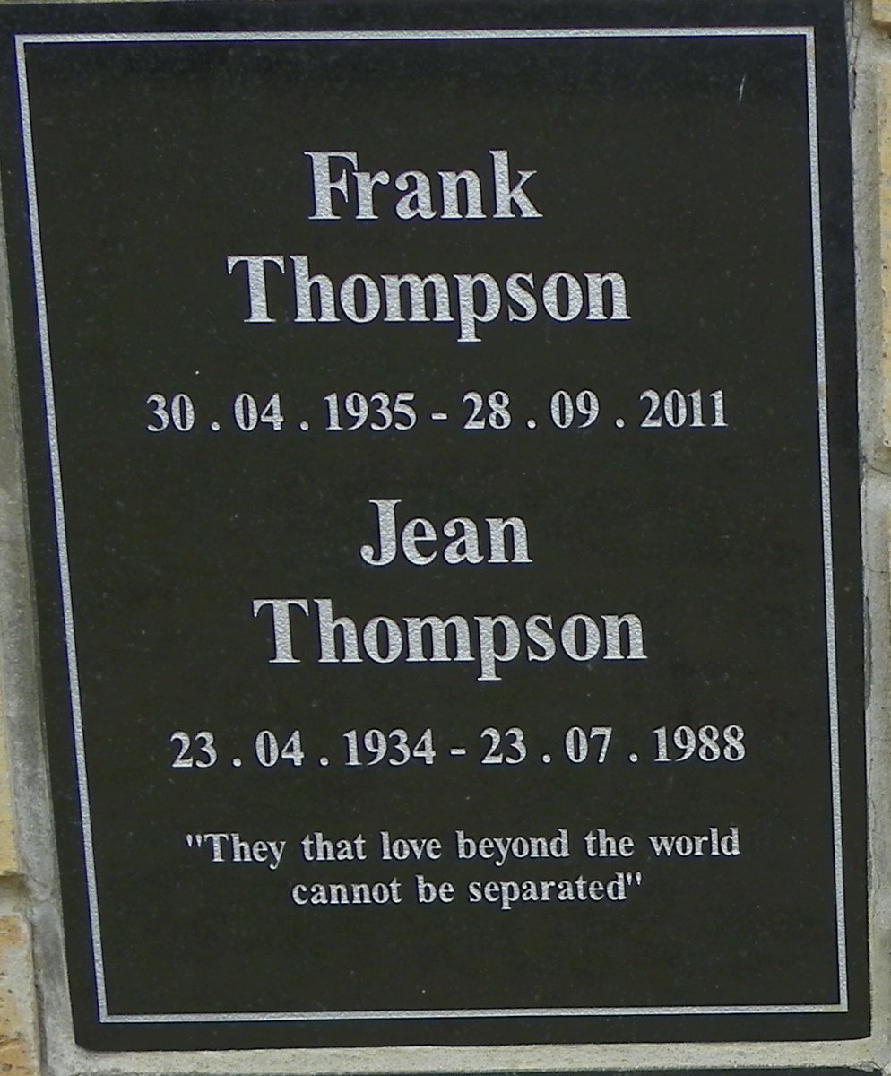 THOMPSON Frank 1935-2011 &amp; Jean 1934-1988
