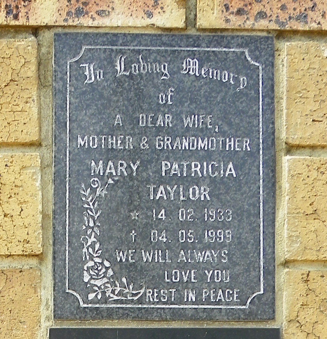 TAYLOR Mary Patricia 1933-1999