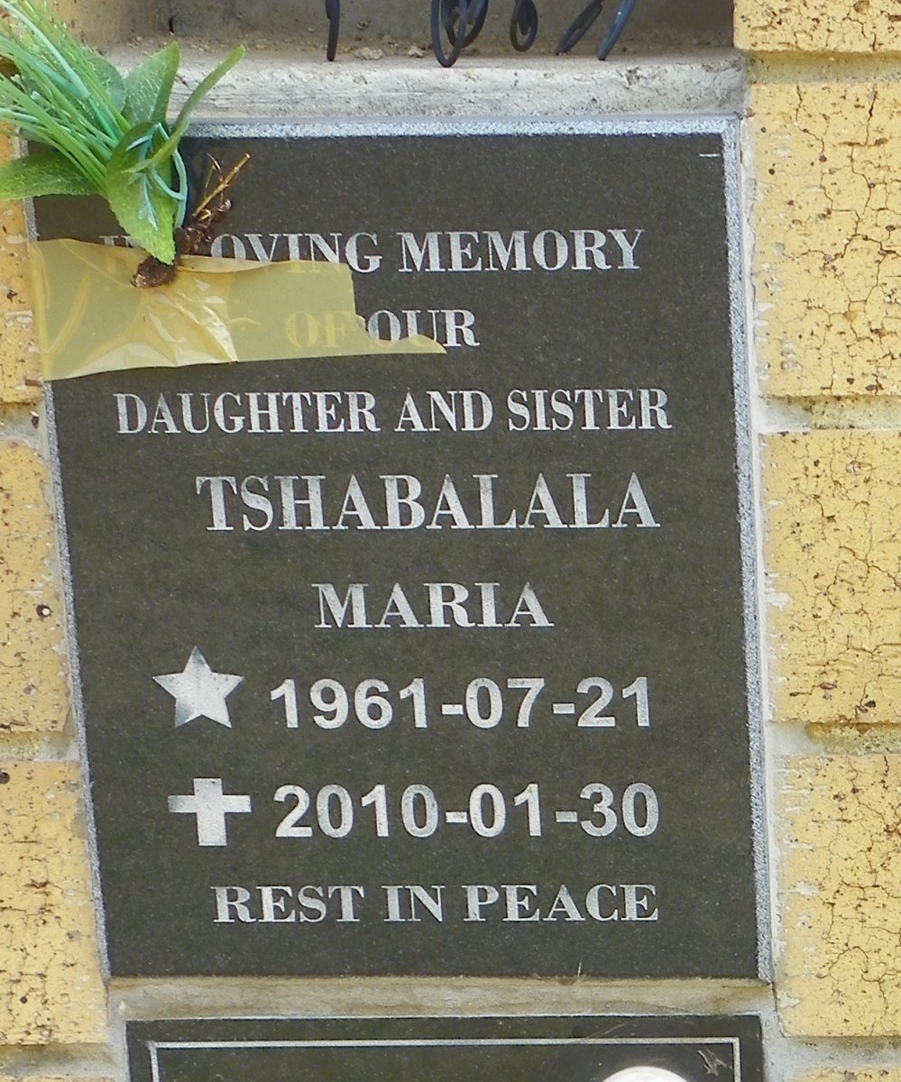 TSHABALALA Maria 1961-2010