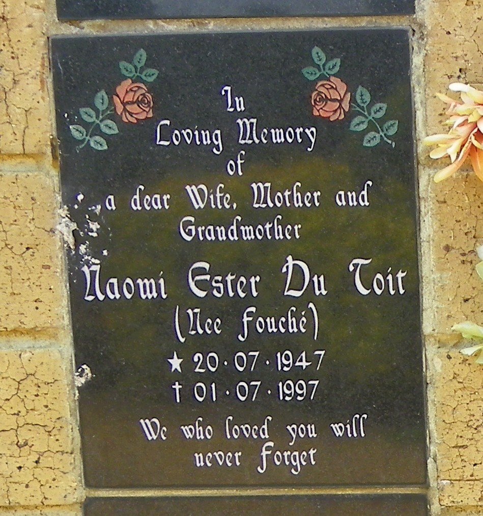 TOIT Naomi Ester, du nee FOUCHÉ 1947-1997