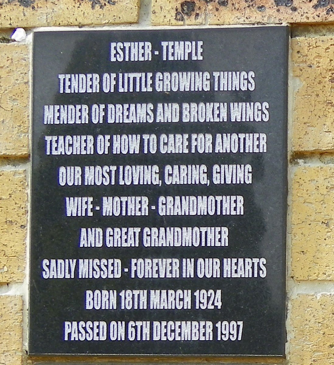 TEMPLE Esther 1924-1997