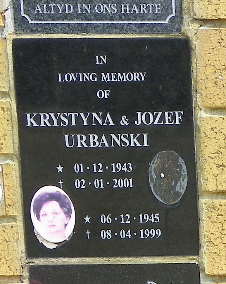 URBANSKI Jozef 1943-2001 &amp; Krystyna 1945-1999